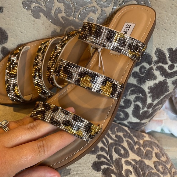 SOLD🆕STEVE MADDEN Bling leopard slides Sz8.5 - Picture 2 of 5